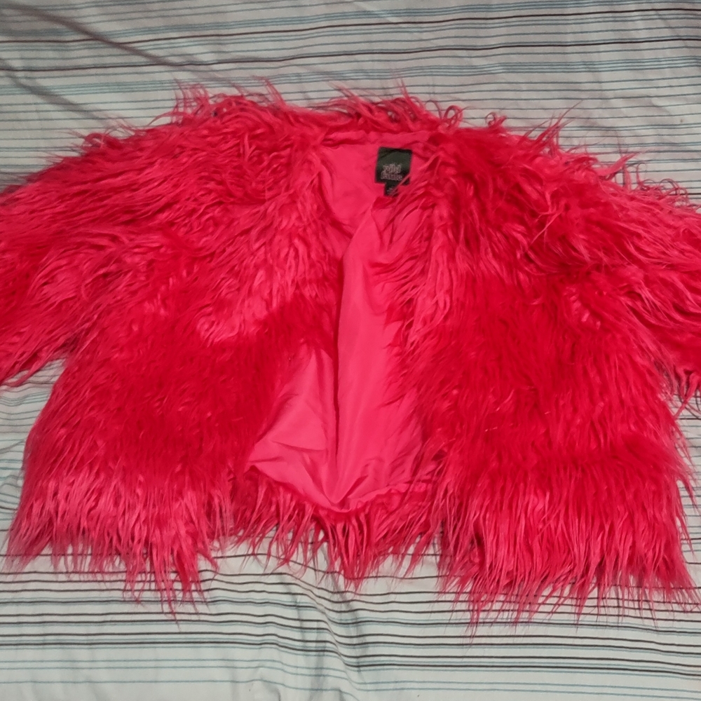 Vibrant Pink Faux Fur Jacket